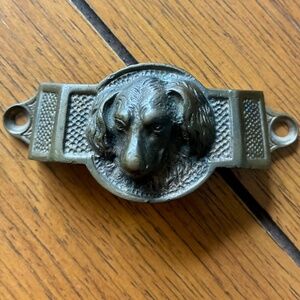 VTG 1890s Brass Dog Drawer Handle Bin Pull Victorian Spaniel Hunting Dog 1 CT